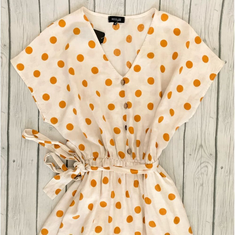 Roolee white polka dot midi dress-NWT-medium - Picture 3 of 7